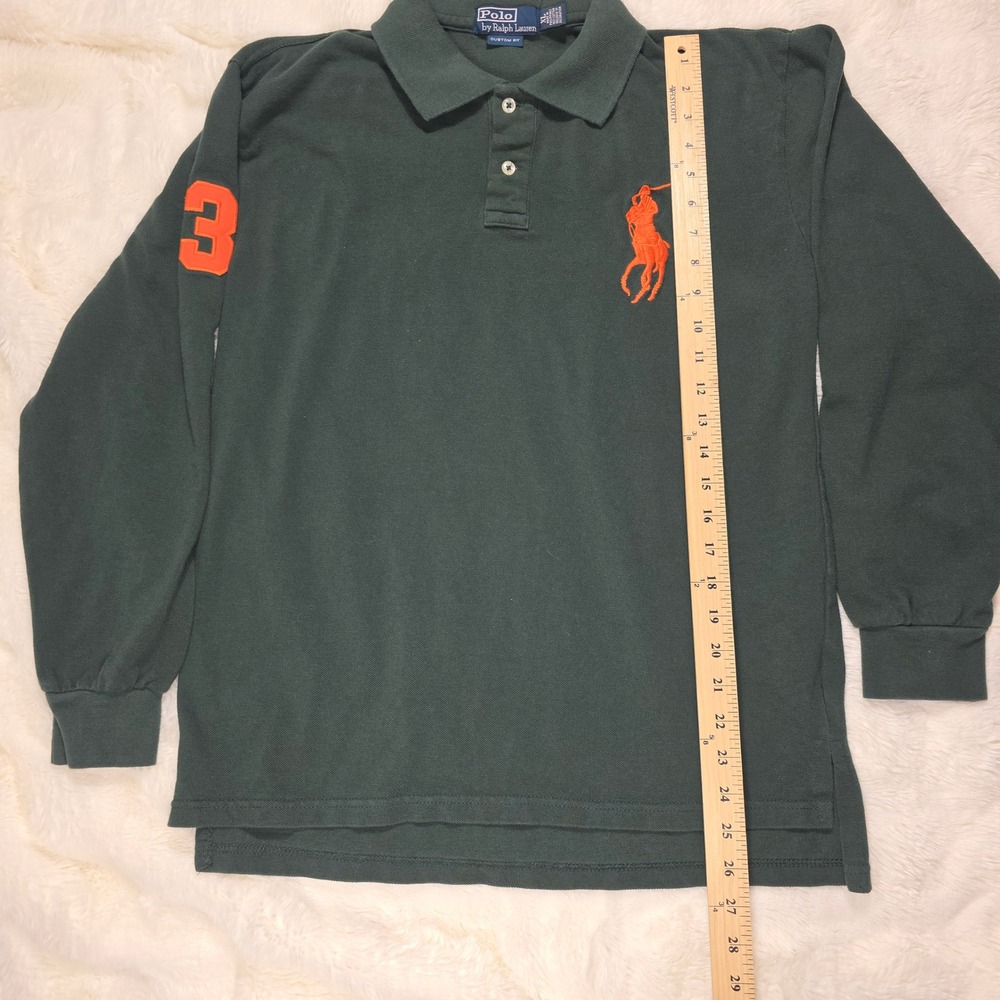 Polo Ralph Lauren Rugby Shirt Mens XL Green Excellent Big Pony Long Sleeve - Picture 4 of 13